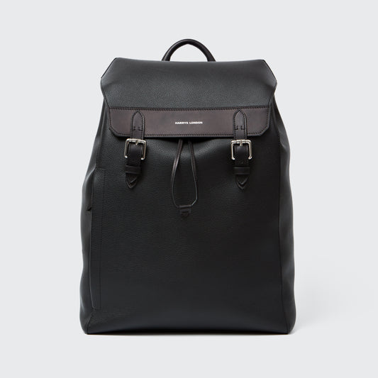 Flap Backpack Leather Black