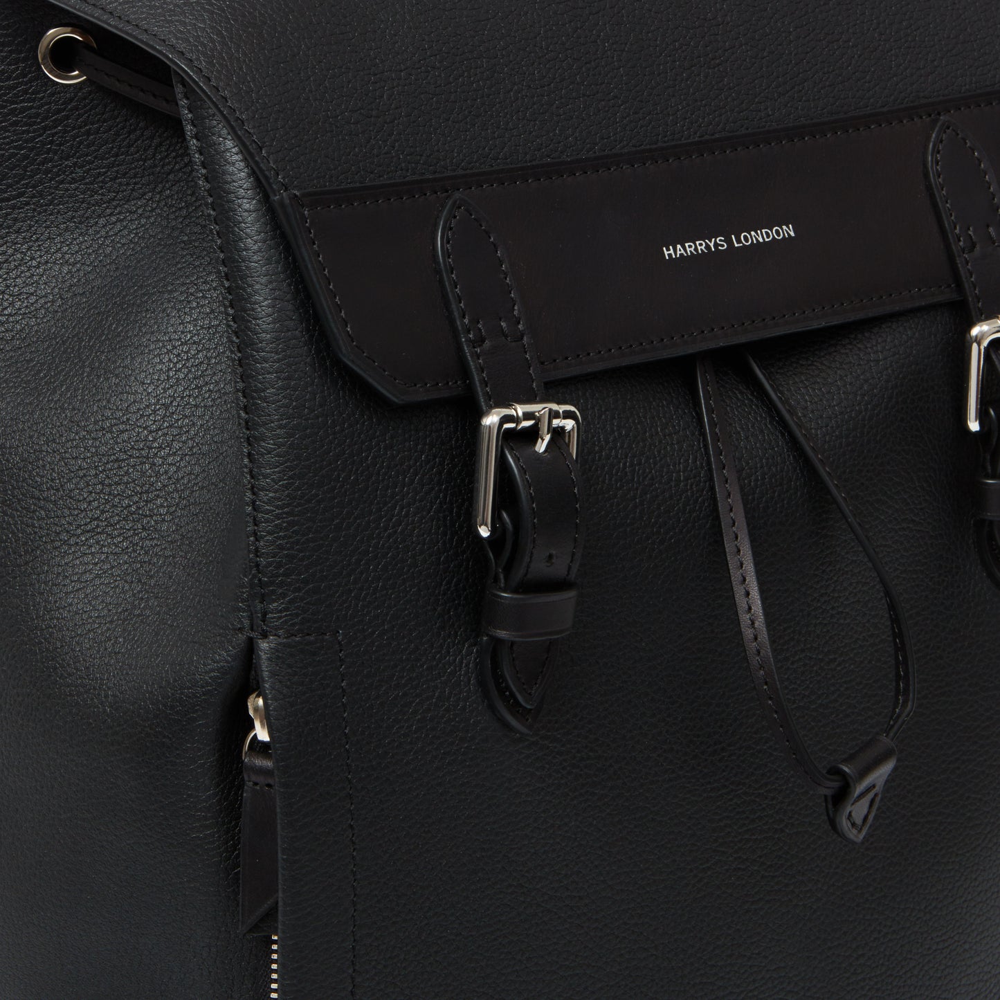 Flap Backpack Leather Black