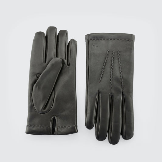 Men Leather Gloves Nappa Dark Brown