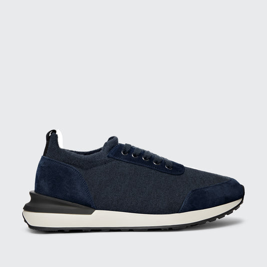 Mallory Knit Wool/Suede Navy