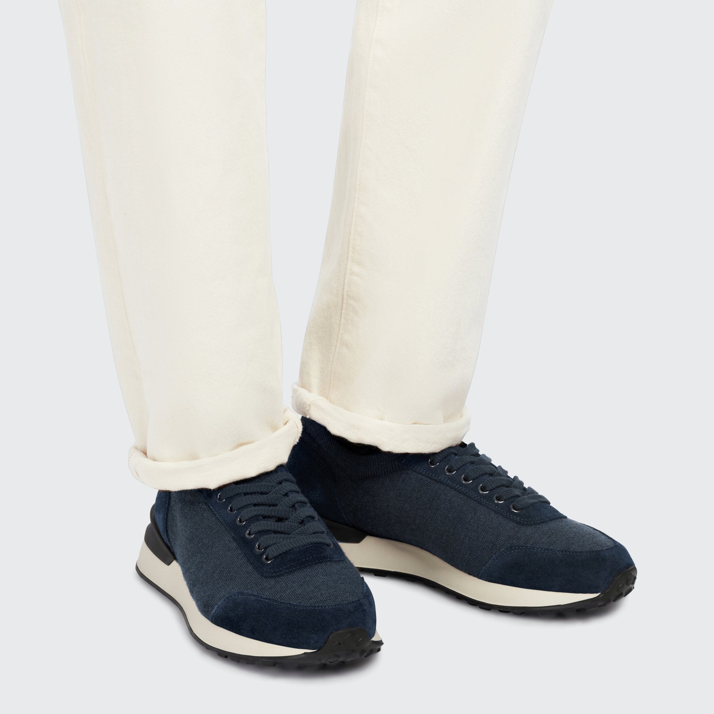 Mallory Knit Wool/Suede Navy